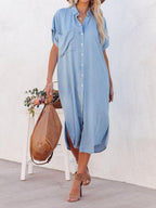 Karen | Lightweight Denim Style Shirt Dress