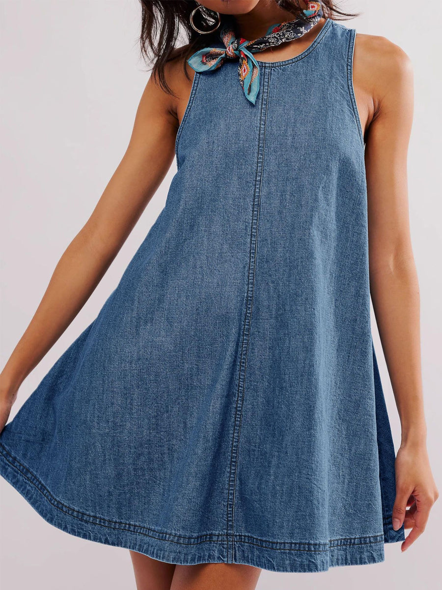Nancy | Sleeveless Backless Denim Mini Dress