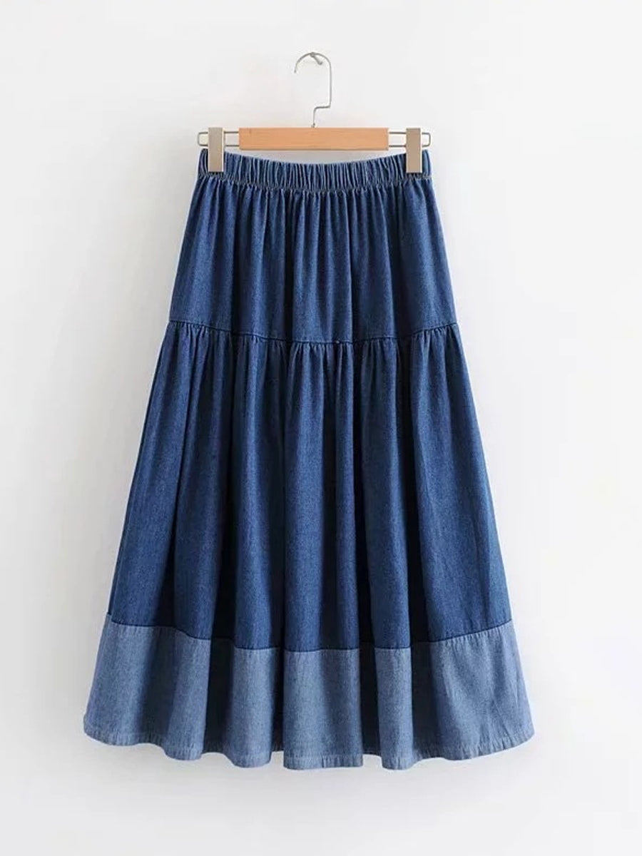 Sarah | Elastic Waist Denim Skirt