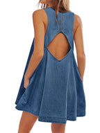 Nancy | Sleeveless Backless Denim Mini Dress