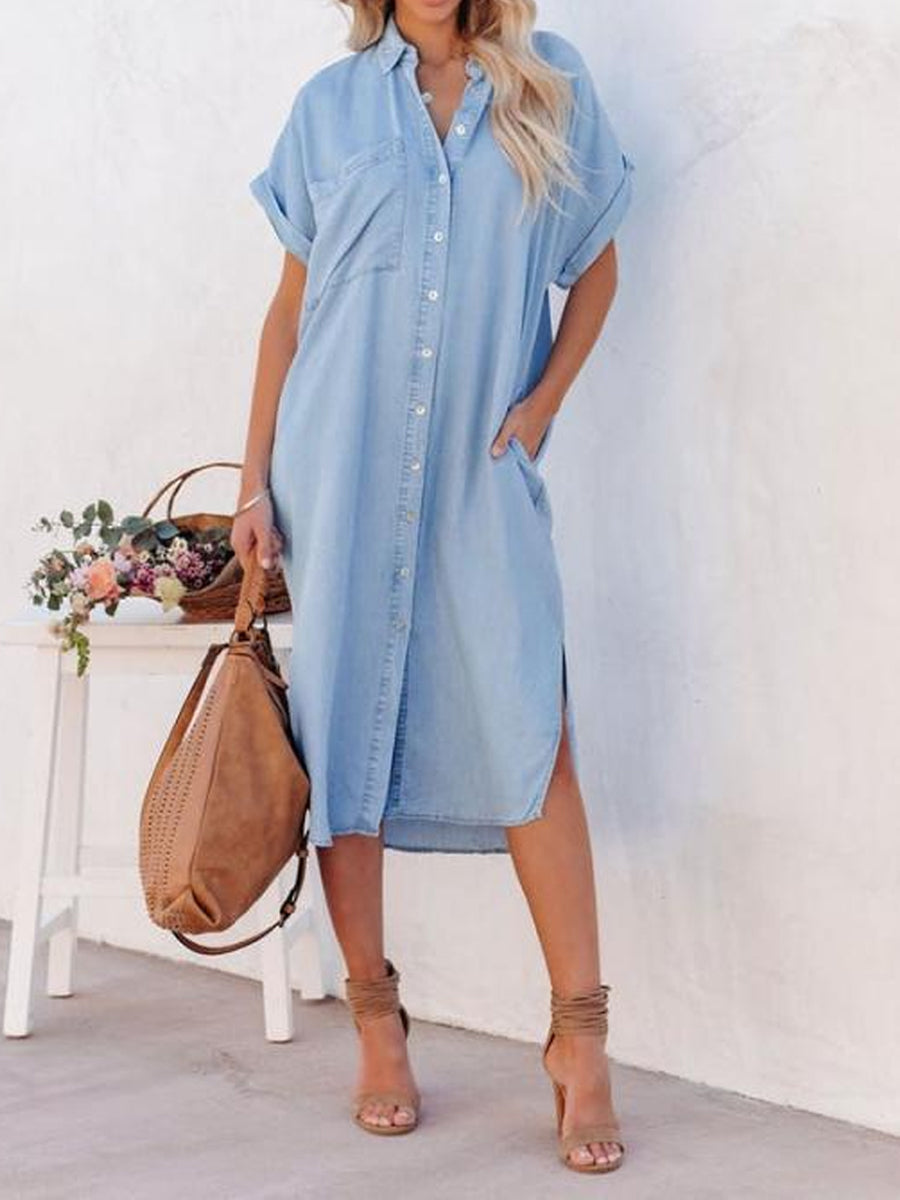 Karen | Lightweight Denim Style Shirt Dress