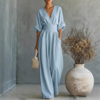 Maevra | V-Neck Wide-Leg Jumpsuit