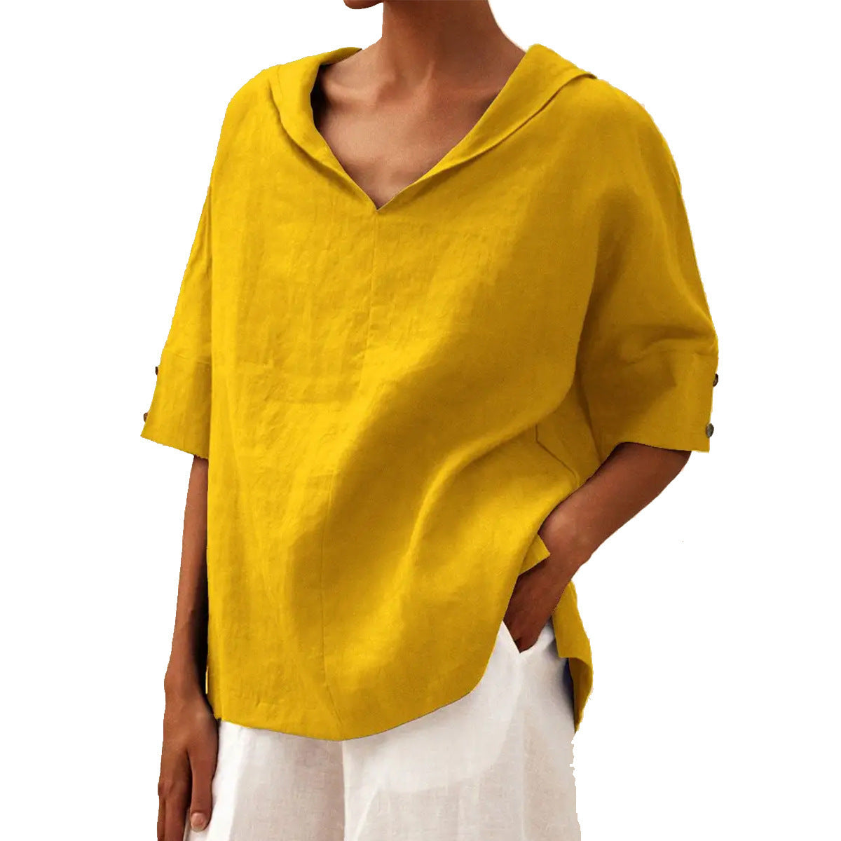 LOLA | Timeless Linen V-Neck Blouse